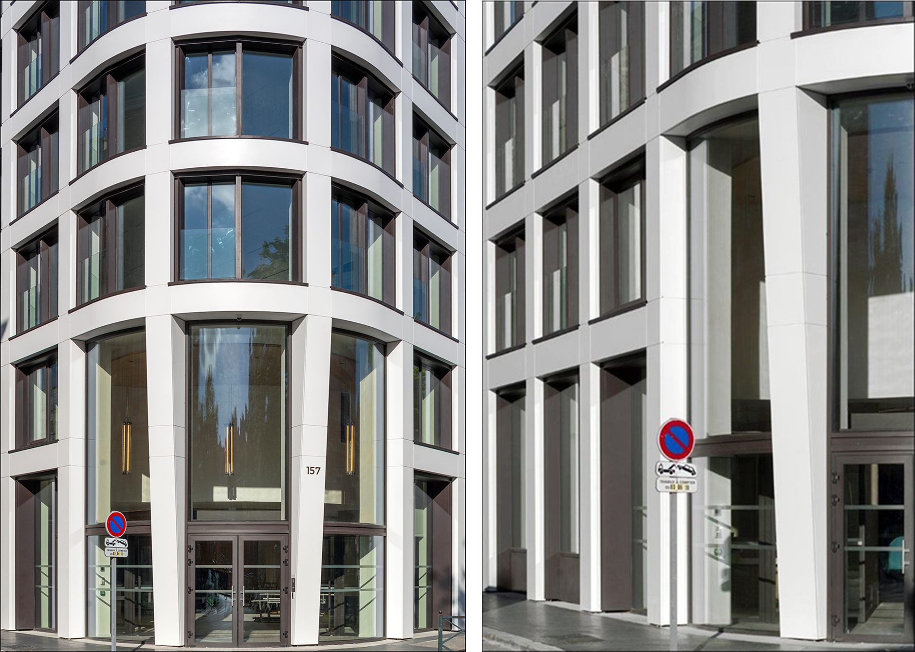 La facciata dell'edificio di uffici di Neuilly (Francia) è stata rivestita con 800 pannelli di Corian<sup>®</sup> Solid Surface nel colore Glacier White